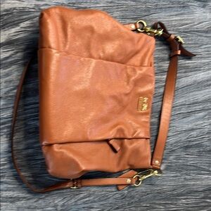 Coach Tan Leather Crossbody Bag with Gold Hardware